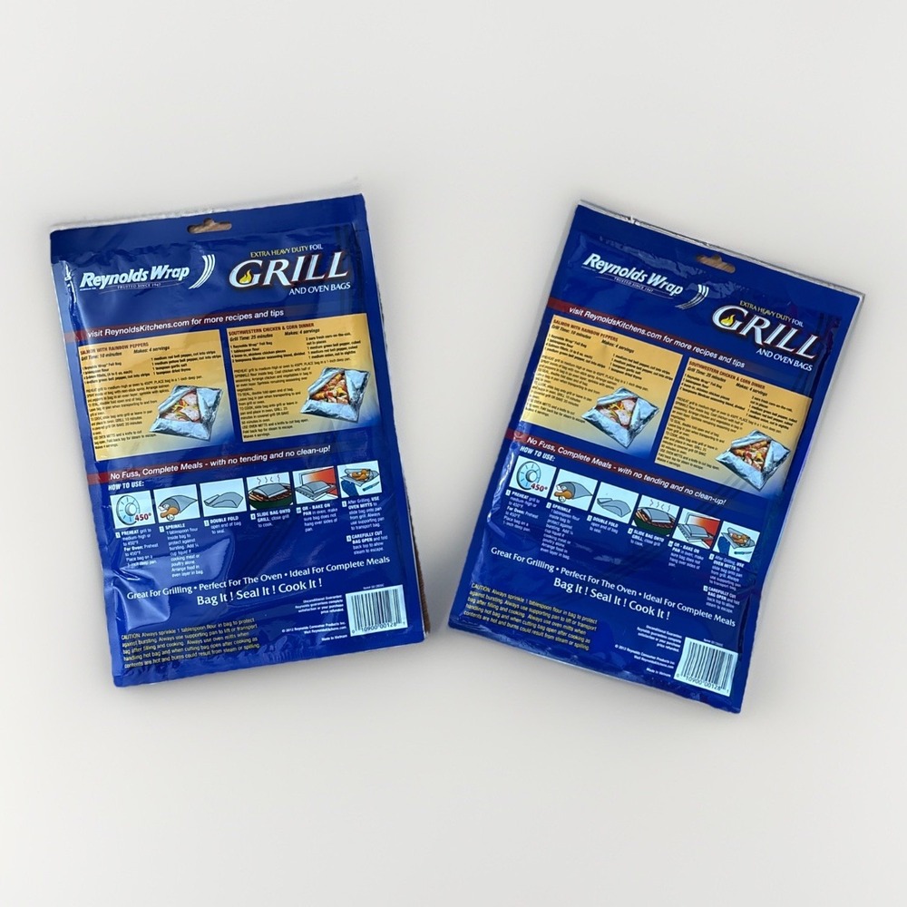 New - Reynolds‎ Wrap Extra Heavy Duty Foil Grill / Oven Bags Set Of 2 / 8 Bags - Picture 2 of 2